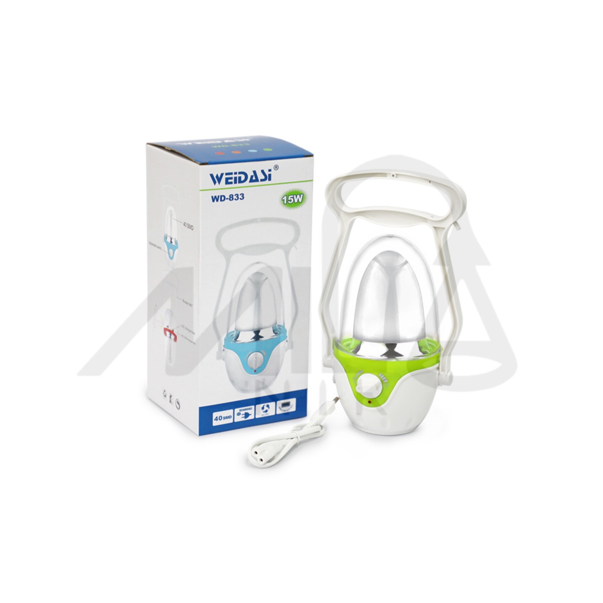  چراغ شارژی WEIDASI مدل WD-833 با 40 عدد LED SMD و باتری قابل شارژ 